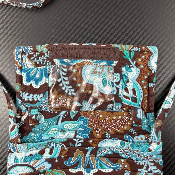 Vera Bradley Java Brown Blue Retired TriFold Wallet Crossbody Wristlet Purse - Picture 5 of 13